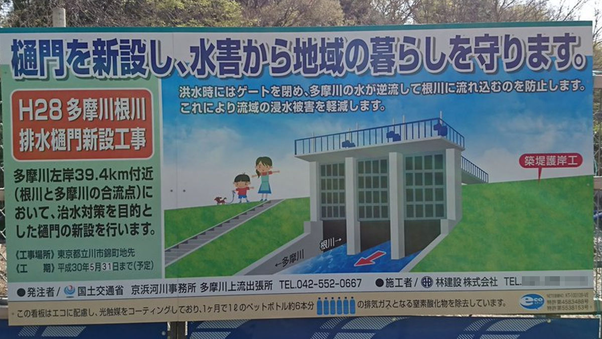 立川市・国立市の根川の樋門が完成していました  俺の居場所-まち記録 