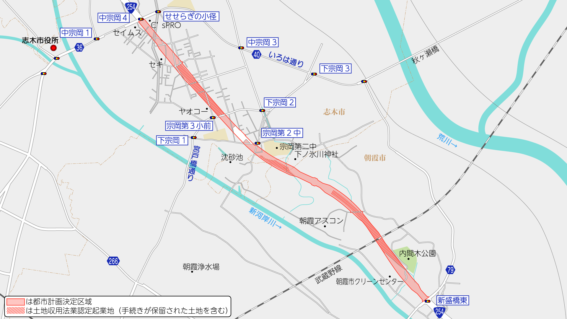 国道254号和光富士見バイパス(県道朝霞蕨線~県道さいたま東村山線)