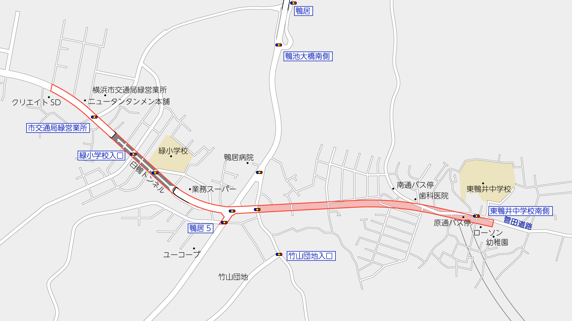 横浜3・3・3号山下長津田線（鴨居地区）